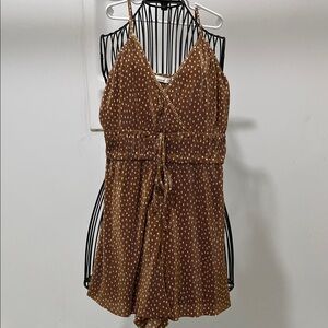 Pull&Bear Brown and White Patterned Jumpsuit